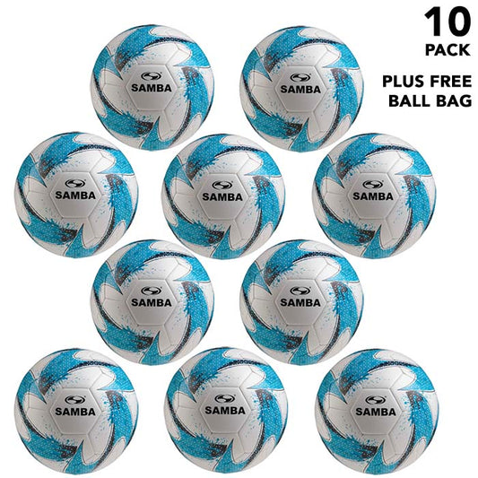 Bulk Buy Samba Training Footballs with Free Ball Bag - blue