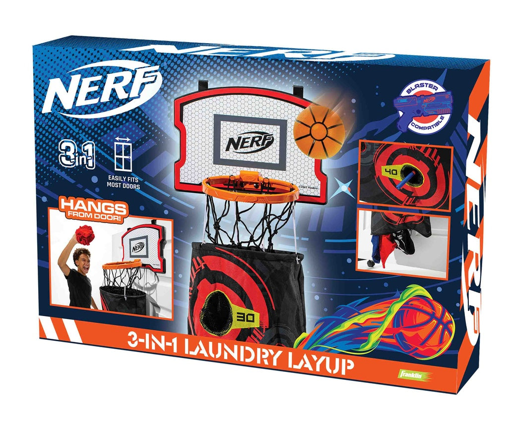 Nerf 3-In-1 Laundry Layup Basketball Hoop for Bedroom Door