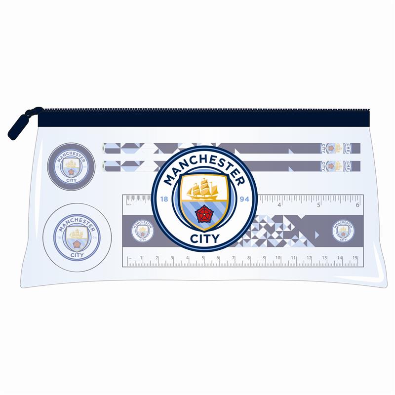 Manchester City Team Merchandise 23x12cm Pencil Case Set