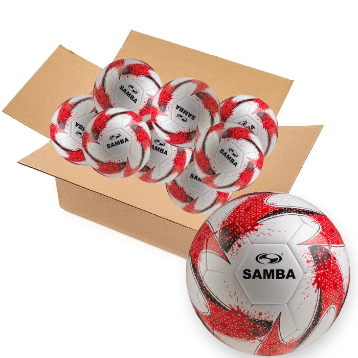 Bulk Buy 30 Samba Training Footballs Size 3, 4 and 5 with Free Ball Bags - colour Red