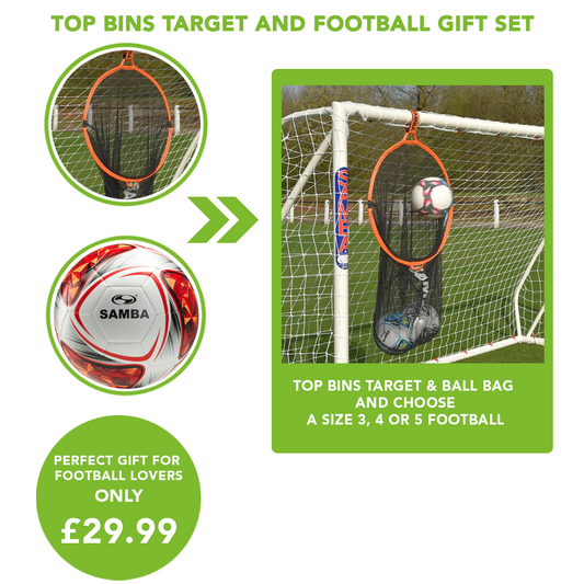 Samba 2 in 1 Top Bins Corner Target with Ball Bag & Football Gift Set
