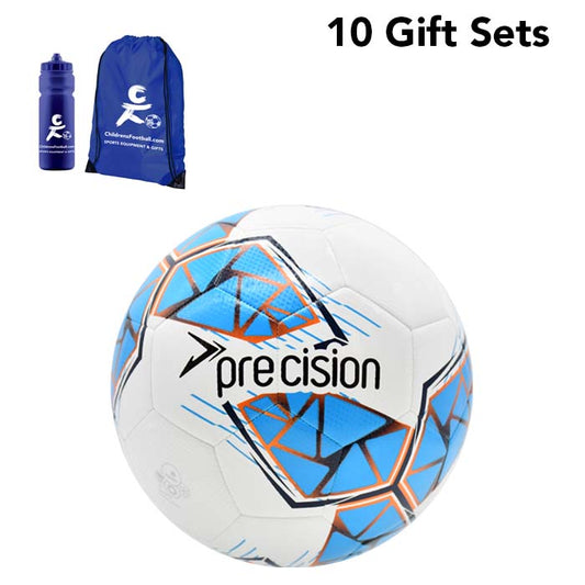 Childrens Football, Drawstring Bag and Sports Bottle Gift Set - Blue bundle