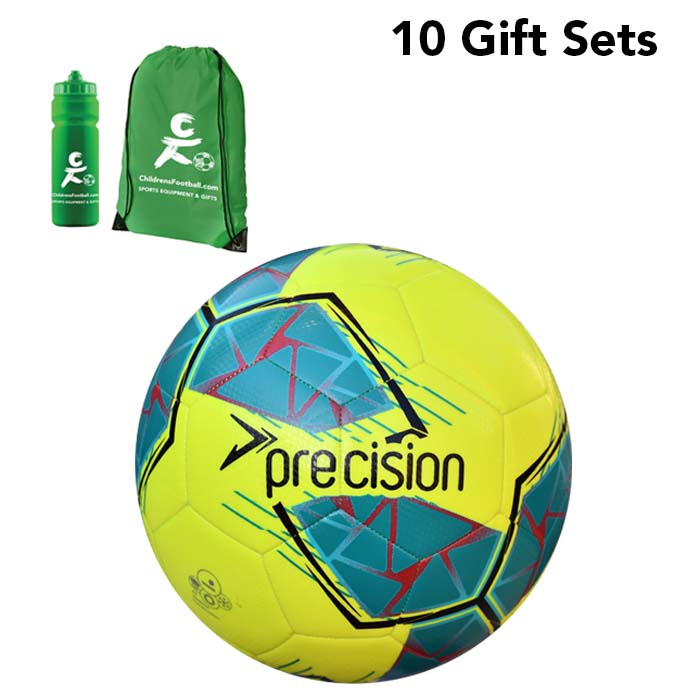 Childrens Football, Drawstring Bag and Sports Bottle Gift Set - Yellow bundle