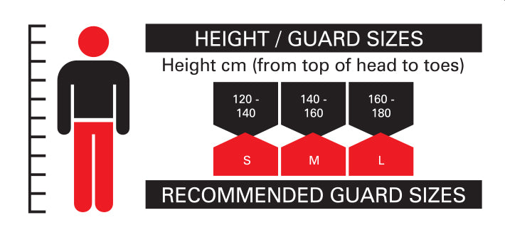 Precision Pro Matrix Shinguards / shin pads with sleeves size guide