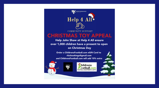 R KIX Performance Centre & ChildrensFootball.com Supporting John Shaw's Help 4 All Christmas Toy Appeal