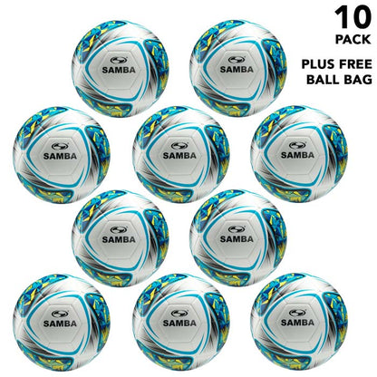 Bulk Buy Samba Training Footballs with Free Ball Bag - blue