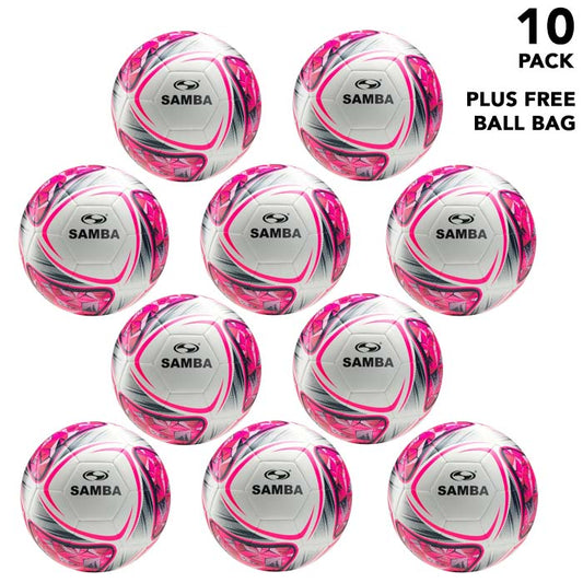 Bulk Buy Samba Training Footballs with Free Ball Bag - pink