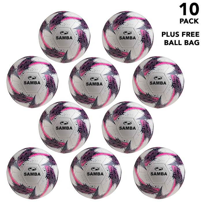 Bulk Buy Samba Training Footballs with Free Ball Bag - pink