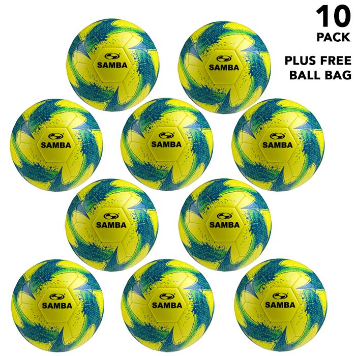 Bulk Buy Samba Training Footballs with Free Ball Bag - yellow
