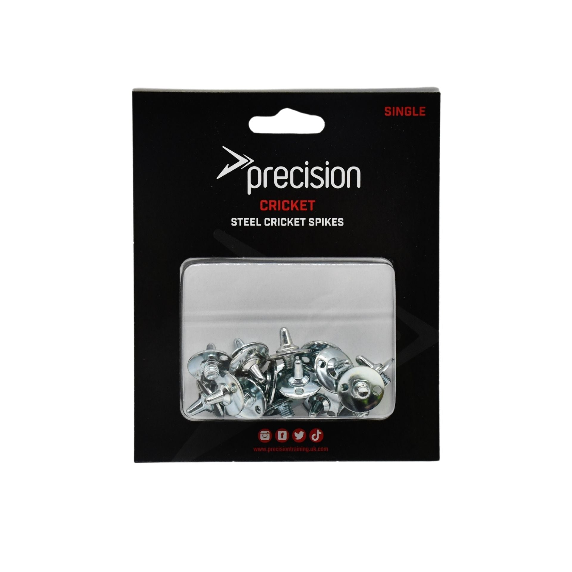 Precision Steel Cricket Spikes (Single) - Silver