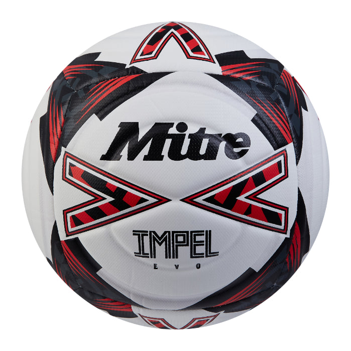 Mitre Impel Evo Football Size 3, 4 & 5 White/Black/Red