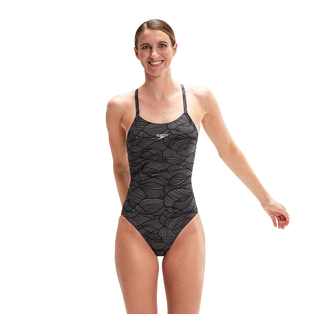 Speedo Allover Fixed Crossback Swimsuit