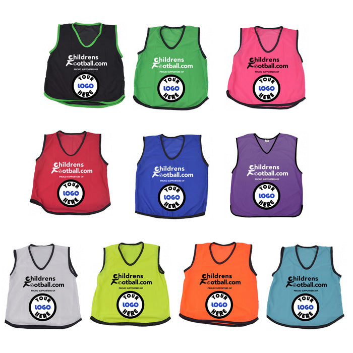 Packs of 10 Personalised Football Training Bibs with your logo