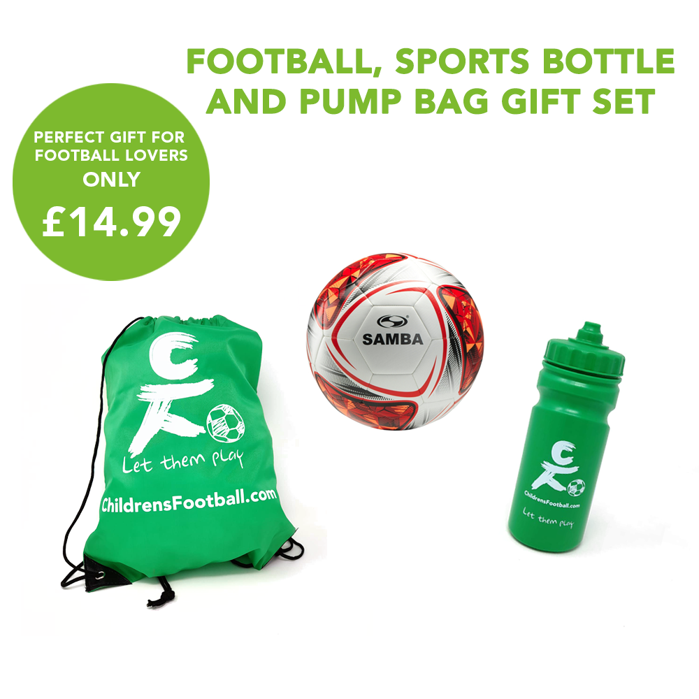 Childrens Football, Pump Bag and Sports Bottle Gift Set