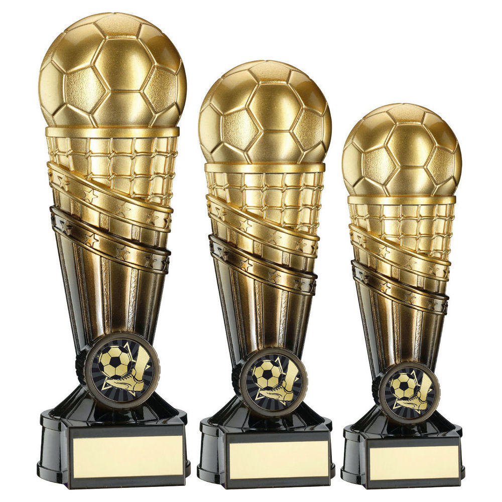 Football Trophy - Gold & Black Football Net Column With Plate