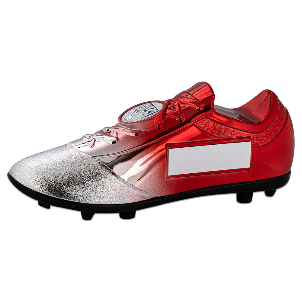 Football Trophy - Heavyweight Filled Plastic Footballl Boot - red/silver