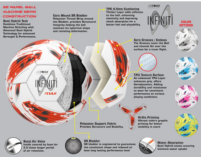 Samba Infiniti 4 MAX Training Football with AirFoam in 5 colourways and 3 sizes