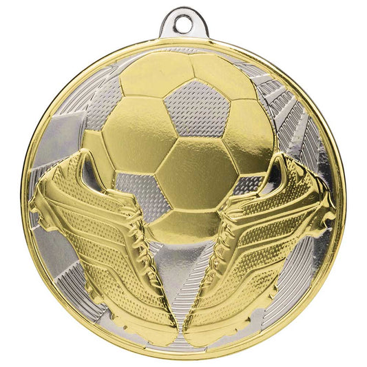 Premiership Football Boot &amp; Ball Medal Gold &amp; Silver 60mm