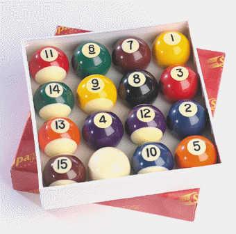 Powerglide 1 7/8" Pool Ball Set Spots And Stripes