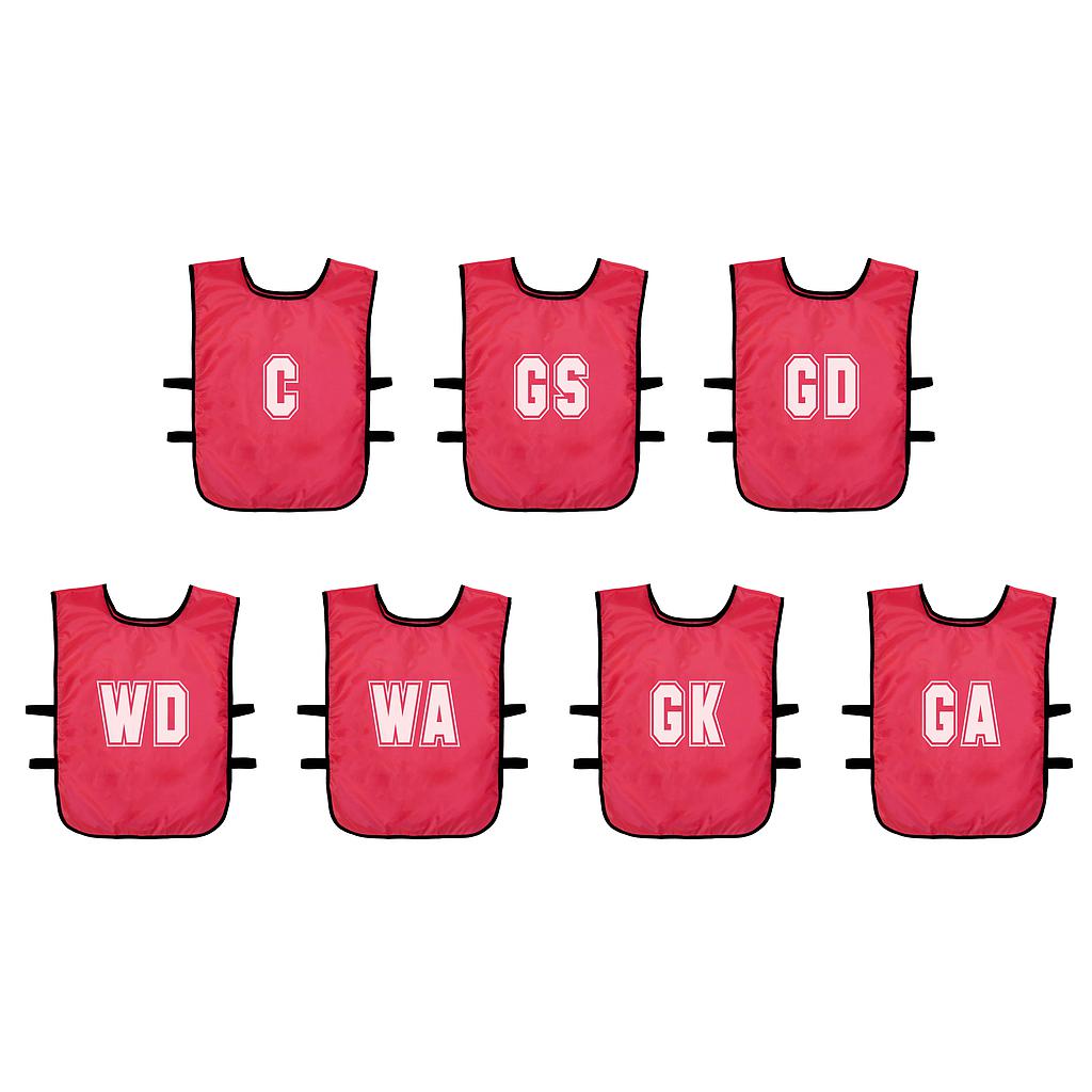 (Pack of 7) Mesh Netball Training Bibs (Youths, Adult) Red