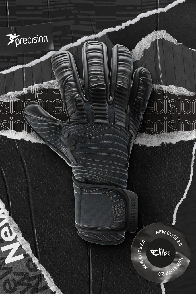 Precision Elite 2.0 Blackout Goalkeeper Gloves in Junior and Adult Sizes 6 11