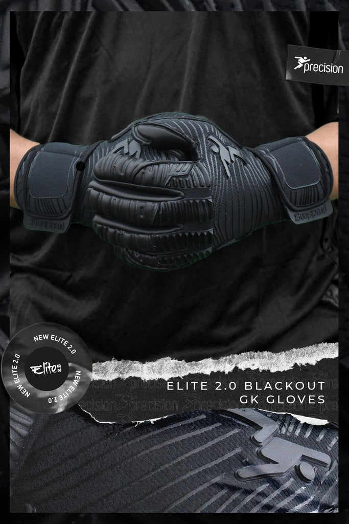 Precision Elite 2.0 Blackout Goalkeeper Gloves in Adult Sizes 8-11