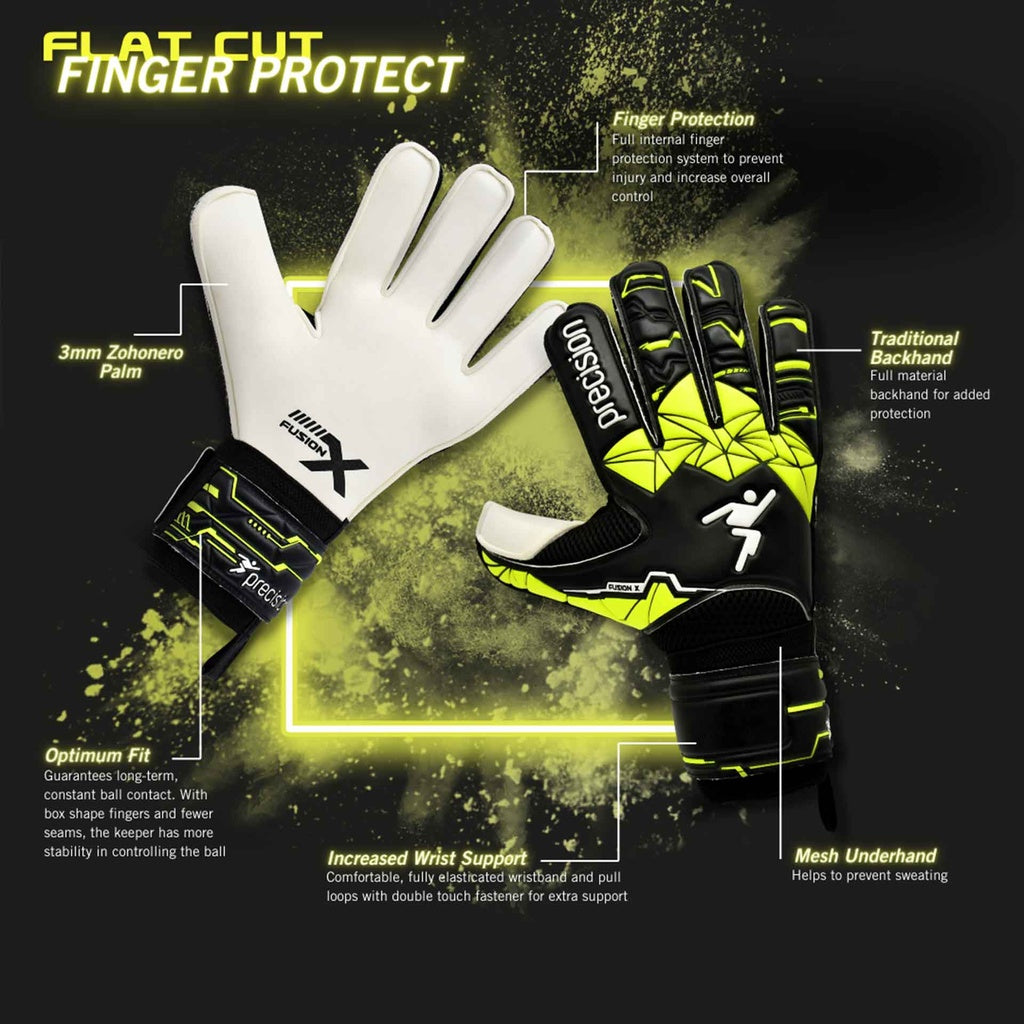Precision Junior Fusion X Flat Cut Finger Protect GK Gloves