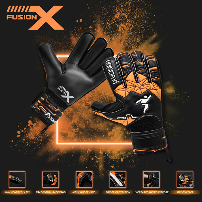 Precision Junior Fusion X Roll Finger Protect Goal Keeper Gloves