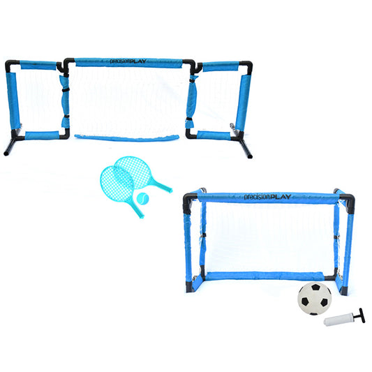 PrecisionPLAY 2in1 Combo Set for Football & Tennis - showing both options for set up, tennis and football