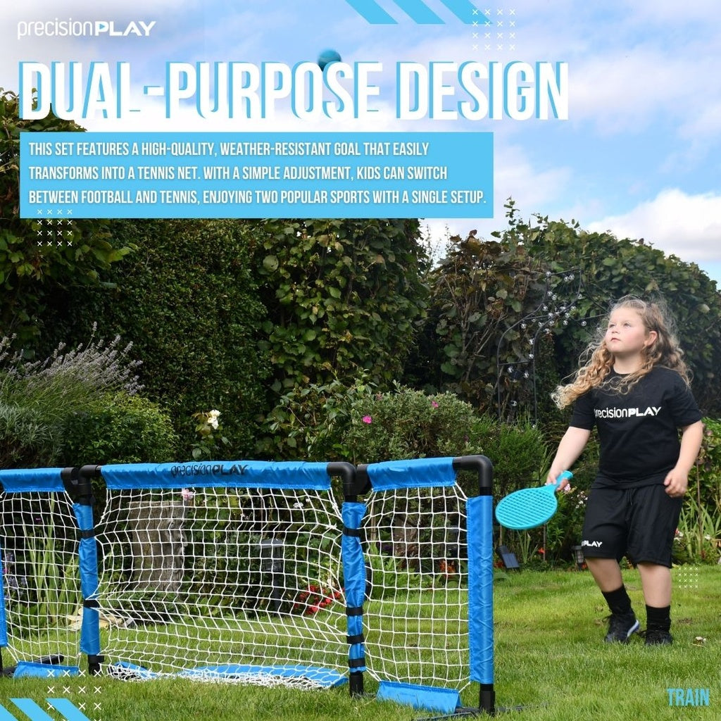 PrecisionPLAY 2in1 Combo Set for Football & Tennis in use as tennis net