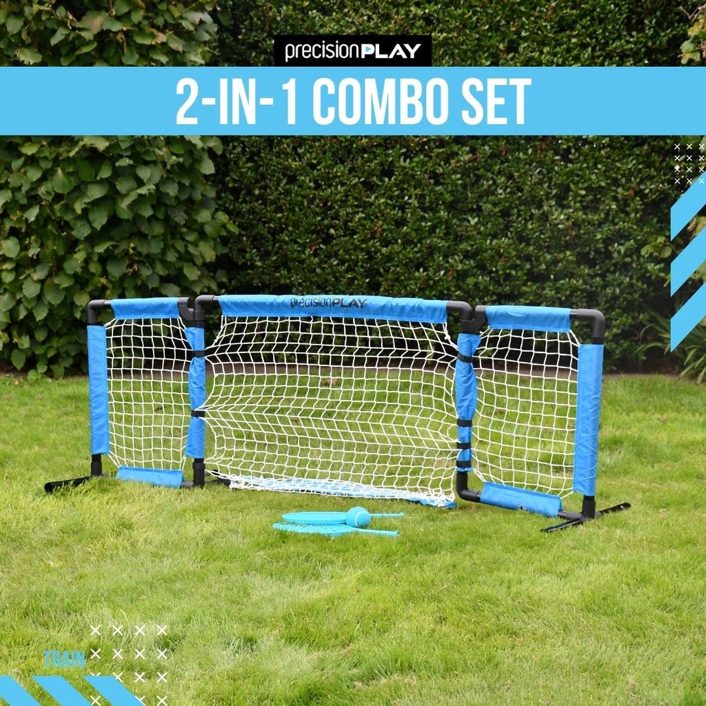 PrecisionPLAY 2in1 Combo Set for Football & Tennis set up as tennis net