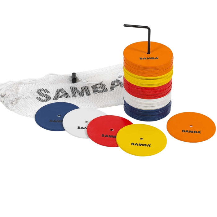 Small Round Rubber Flat Markers (4") with stand and carry bag set of 50