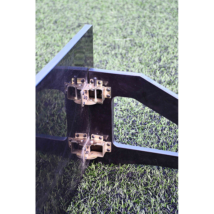 Soccer rebound board with two angles and locking hinges