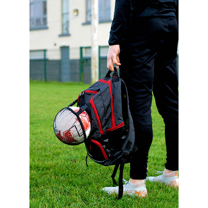 Backpack with football holder