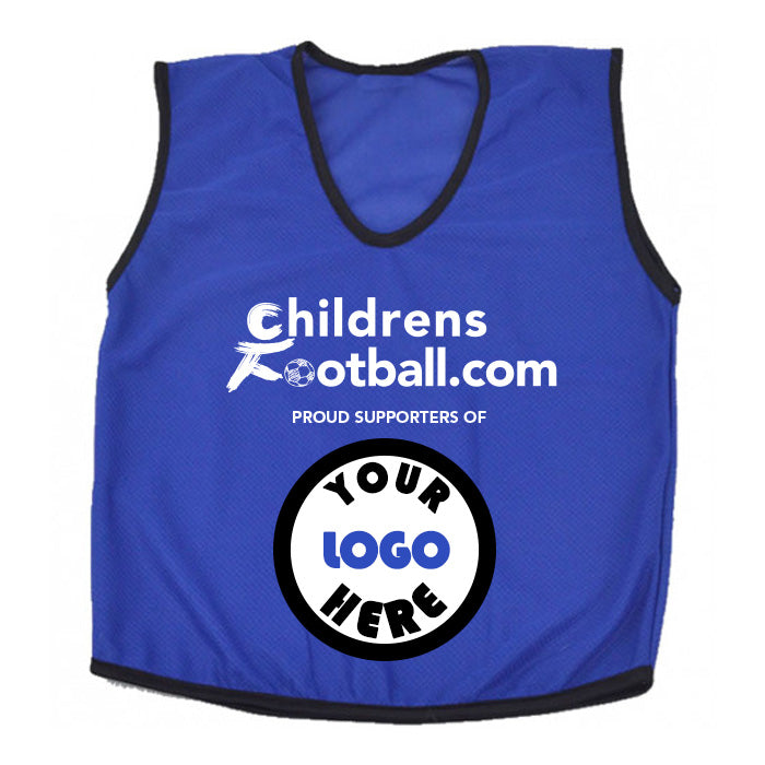 Packs of 10 Personalised Football Training Bibs with your logo - blue