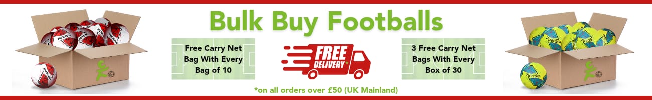 Bulk Buy Footballs and get a free football carry bag with every 10 footballs plus free UK Mainland Delivery