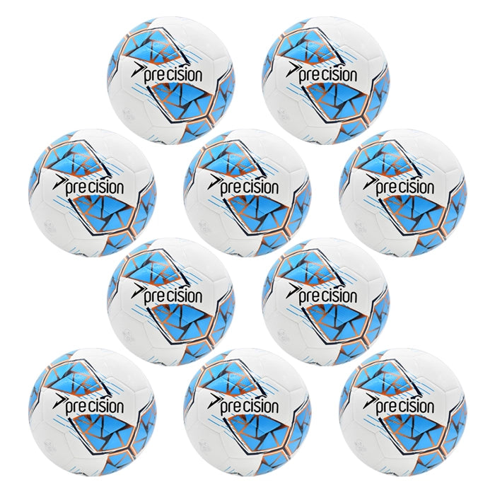 Bulk Buy 10 Blue Precision Training Footballs size 3, 4 & 5 | FIFA Basic Accredited Balls