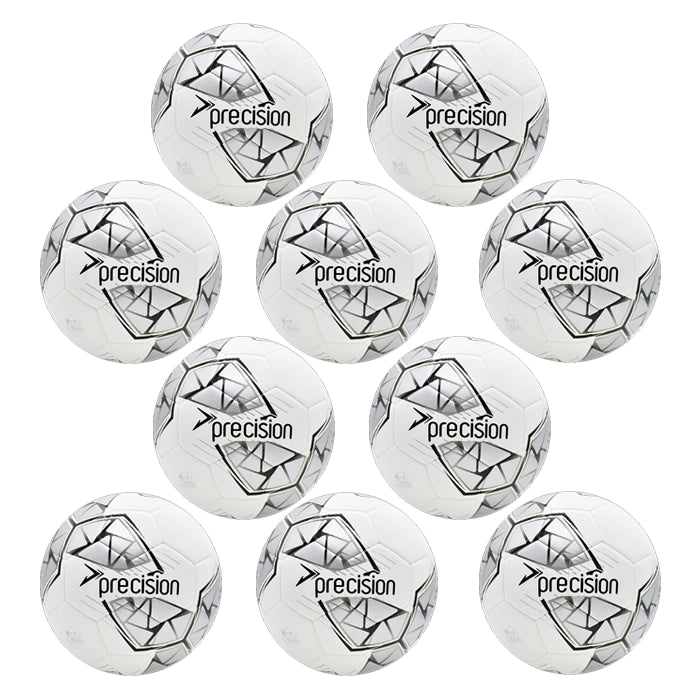 Bulk Buy 10 Silver Precision Training Footballs size 3, 4 & 5 | FIFA Basic Accredited Balls