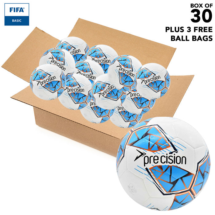 Bulk Buy Precision Fusion Training Footballs and Ball Bag - Box of 30 Blue