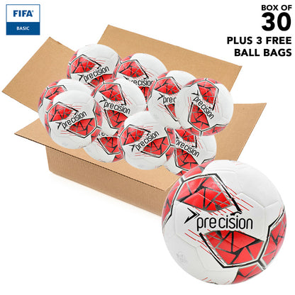 Bulk Buy Precision Fusion Training Footballs and Ball Bag - Box of 30 Red