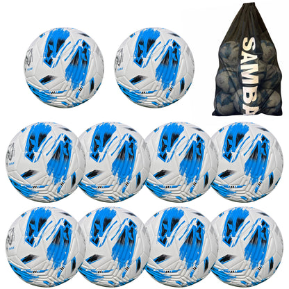 Bulk Buy 10 Samba Infiniti 4 MAX Training Football with AirFoam in Blue/white set of 10 with free ball bag