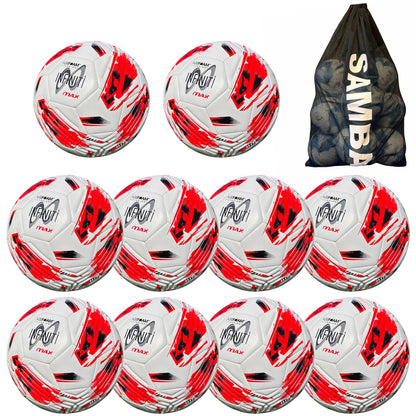 Bulk Buy 10 Samba Infiniti 4 MAX Training Football with AirFoam in Red/White set of 10 with free ball bag