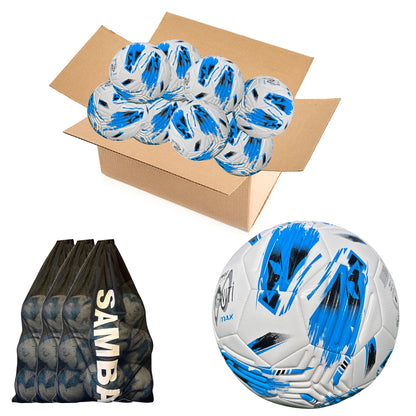 Bulk Buy 30 Samba Infiniti 4 MAX Training Football with AirFoam in Blue/White set of 10 with 3 free ball bags