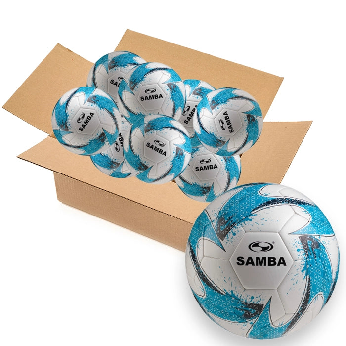 Bulk Buy 30 Samba Training Footballs Size 3, 4 and 5 with Free Ball Bags - colour Blue