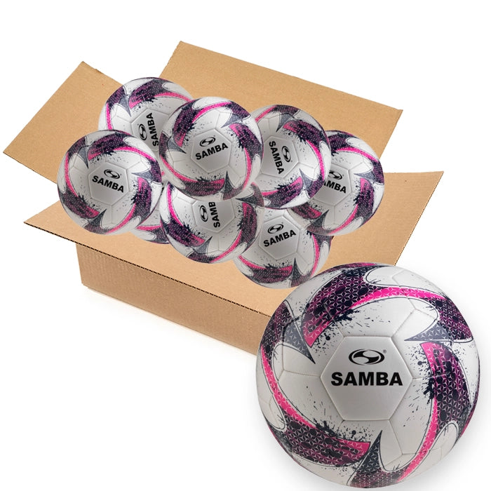Bulk Buy 30 Samba Training Footballs Size 3, 4 and 5 with Free Ball Bags - colour Pink