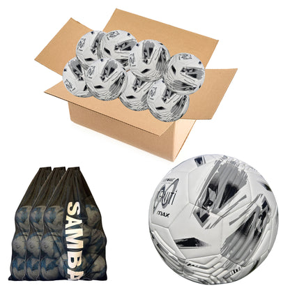 Bulk Buy 30 Samba Infiniti 4 MAX Training Football with AirFoam in Silver/White set of 10 with 3 free ball bags