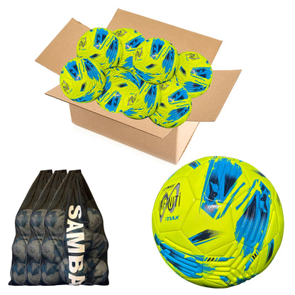 Bulk Buy 30 Samba Infiniti 4 MAX Training Football with AirFoam in Fluo Yellow/Blue set of 10 with 3 free ball bags