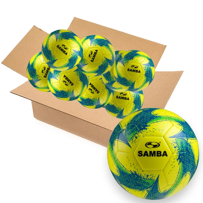 Bulk Buy 30 Samba Training Footballs Size 3, 4 and 5 with Free Ball Bags - colour Yellow