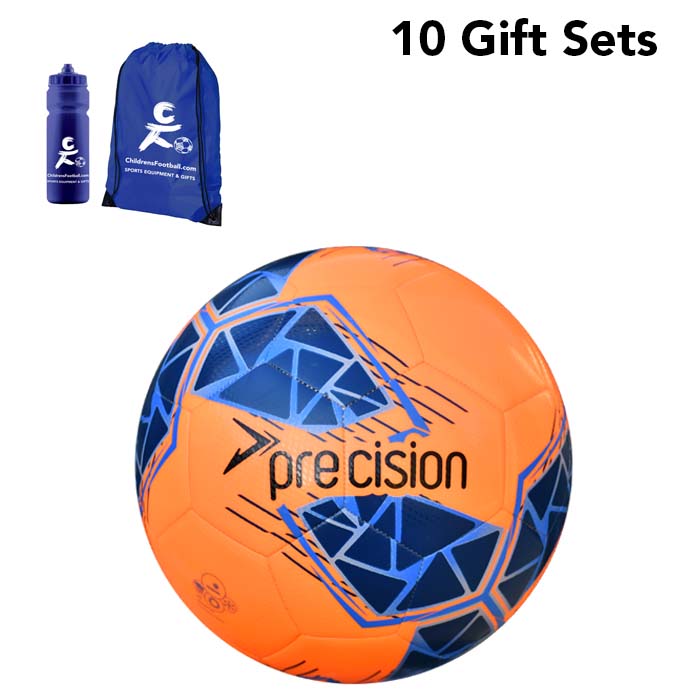 Childrens Football, Drawstring Bag and Sports Bottle Gift Set - Orange bundle