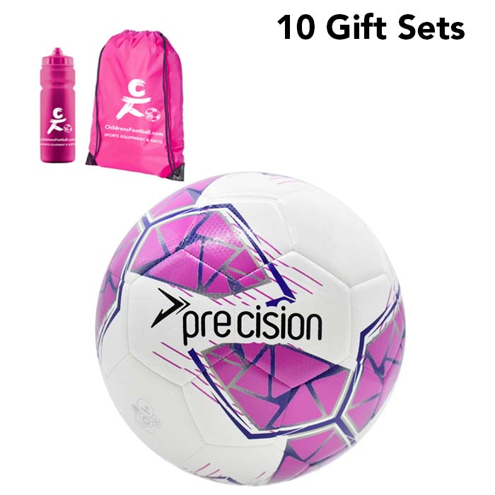 Childrens Football, Drawstring Bag and Sports Bottle Gift Set - Pink bundle